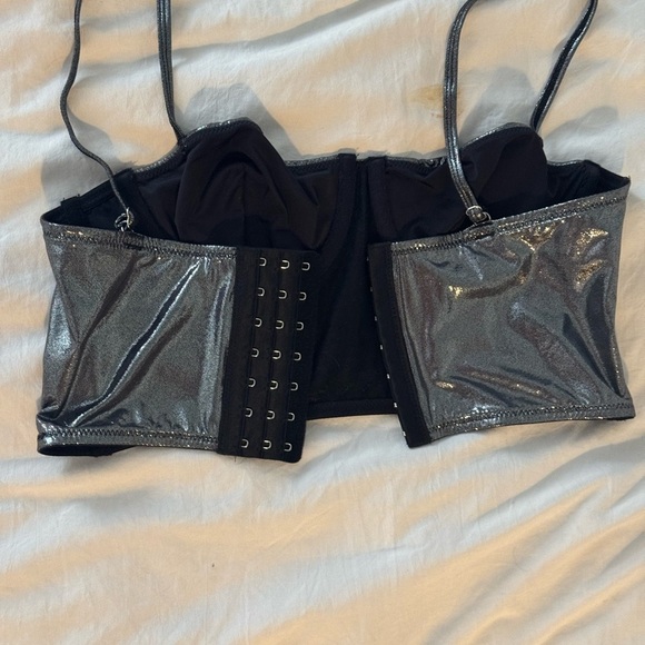 Forever 21 metallic gray bustier bra top | size M| brand new - Picture 3 of 9